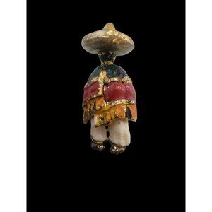 Enameled Plastic Early Sombrero Hat Man Brooch (A5561)